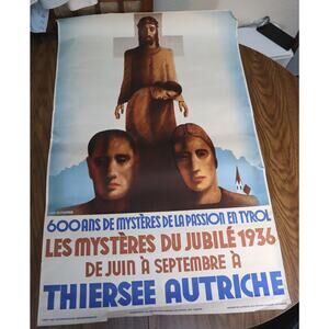 Vintage 1936 Hans Kothmair Poster Tyrol Passion Play Jubilee